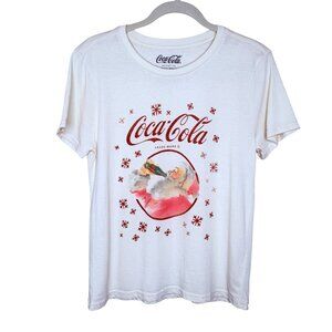 Lucky Brand Cream Coca-Cola Santa Graphic Tee White M